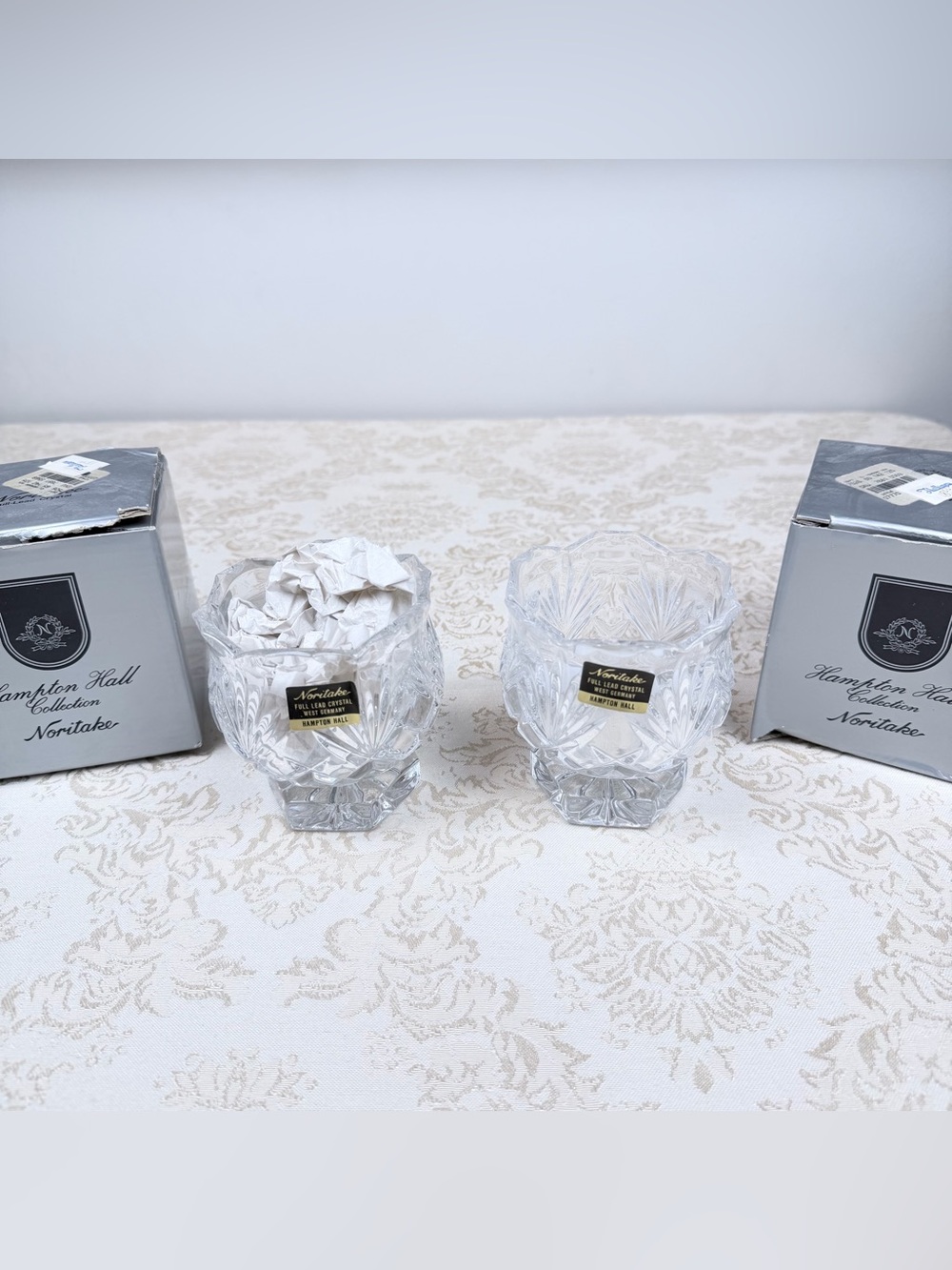 Noritake Clear Lead Crystal Votives - Pair - W. Germany, Hampton Hall